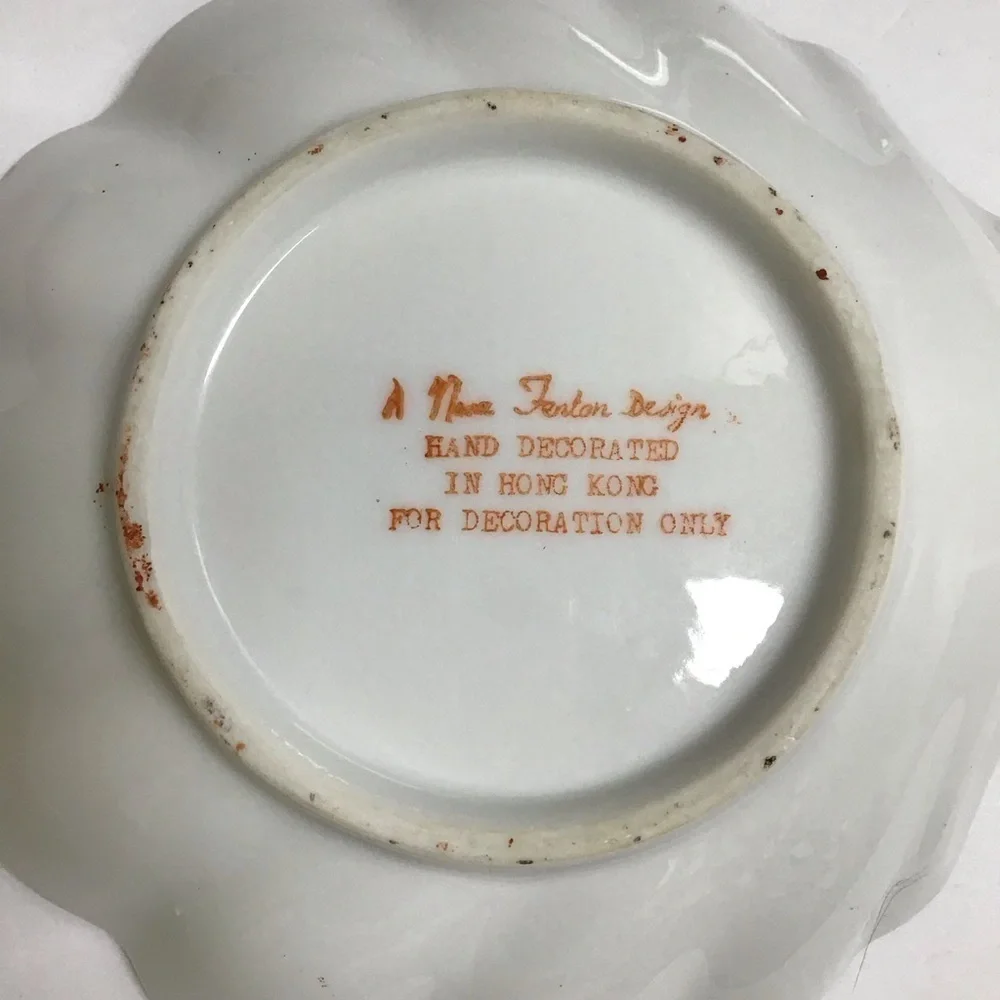 Nora Fenton Cherry Blossoms Shell Dish Hand Decorated Hong Kong Japan Trinket - Picture 2 of 11